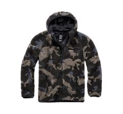 Brandit Worker geacă fleece cu glugă Teddyfleece, darkcamo