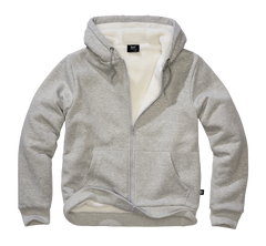 Brandit Sweatjacket hanorac pentru bărbați cu căptușeală caldă Teddylining, gri melange