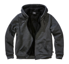 Brandit Sweatjacket hanorac pentru bărbați cu căptușeală caldă Teddylining, negru melange