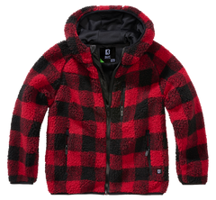 Brandit Teddyfleece geacă cu glugă pentru copii, roșie/neagră