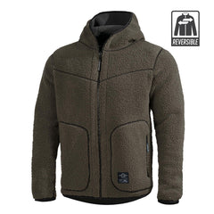 Pentagon Ianos Sherpa geacă fleece reversibilă pentru bărbați, verde închis/neagră