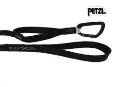 K9 Thorn lesă cu dublu grip și carabinieră Petzl, neagră, XL