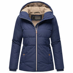 Marikoo Alemee geacă de iarnă pentru femei cu glugă, Bright navy
