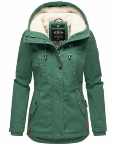 Marikoo Bikoo parka de iarnă pentru femei cu glugă, dusty green