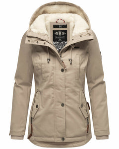 Marikoo Bikoo parka de iarnă pentru femei cu glugă, Light taupe