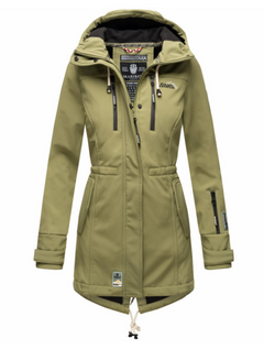 Marikoo ZIMTZICKE geacă softshell de iarnă pentru femei cu glugă, oliv