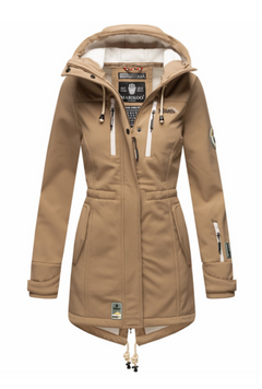 Marikoo ZIMTZICKE geacă softshell de iarnă pentru femei cu glugă, Taupe grey