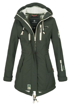 Marikoo ZIMTZICKE geacă softshell de iarnă pentru femei cu glugă, verde