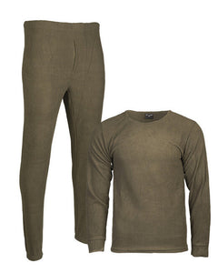 Mil-Tec set fleece de lenjerie intimă cu decolteu rotund, oliv