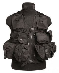 Mil-Tec vestă tactică cu 9 buzunare, neagră