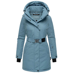 Navahoo FROSTKUSS 14 parka de iarnă pentru femei cu glugă detașabilă și centură, powder blue