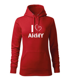 DRAGOWA hanorac de damă cu glugă I love army 320 g/m², roșu