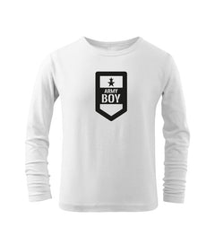 DRAGOWA tricou pentru copii cu mânecă lungă army boy, alb