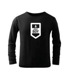 DRAGOWA tricou pentru copii cu mânecă lungă army boy, negru