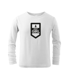 DRAGOWA tricou pentru copii cu mânecă lungă army girl, alb