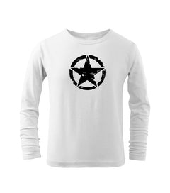 DRAGOWA tricou pentru copii cu mânecă lungă star, alb