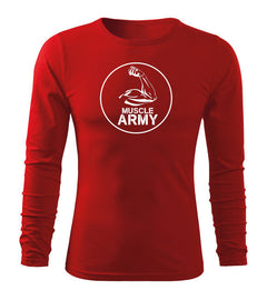 DRAGOWA Fit-T tricou cu mânecă lungă muscle army biceps 160 g/m², roșu