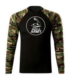 DRAGOWA Fit-T tricou cu mânecă lungă muscle army biceps 160 g/m², woodland