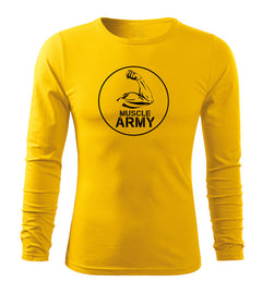 DRAGOWA Fit-T tricou cu mânecă lungă muscle army biceps 160 g/m², galben