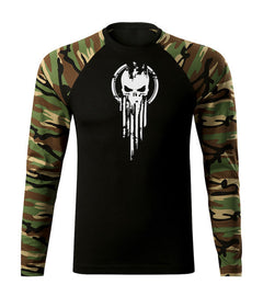 DRAGOWA Fit-T tricou cu mânecă lungă skull 160 g/m², woodland