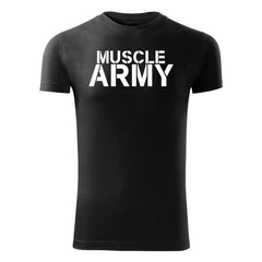 DRAGOWA tricou fitness muscle army 180 g/m², negru