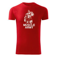 DRAGOWA tricou fitness muscle army man 180 g/m², roșu