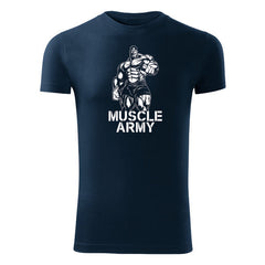 DRAGOWA tricou fitness muscle army man 180 g/m², albastru