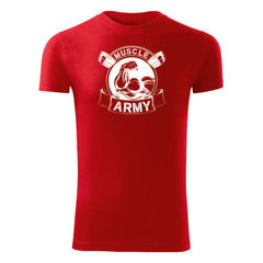 DRAGOWA tricou fitness muscle army original 180 g/m², roșu