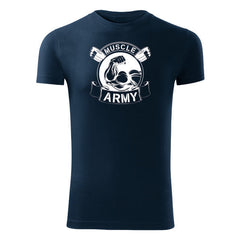 DRAGOWA tricou fitness muscle army original 180 g/m², albastru