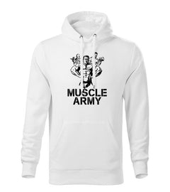 DRAGOWA hanorac bărbătesc cu glugă muscle army team 320 g/m², alb