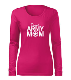 DRAGOWA Slim tricou de damă cu mânecă lungă army mom 160 g/m², roz