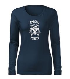 DRAGOWA Slim tricou de damă cu mânecă lungă special forces 160 g/m², bleumarin