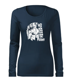 DRAGOWA Slim tricou de damă cu mânecă lungă León 160 g/m², bleumarin