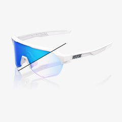 100% S2 ochelari de soare Bastille LE, Pearl White Glitter - Blue Mirror Photochromic