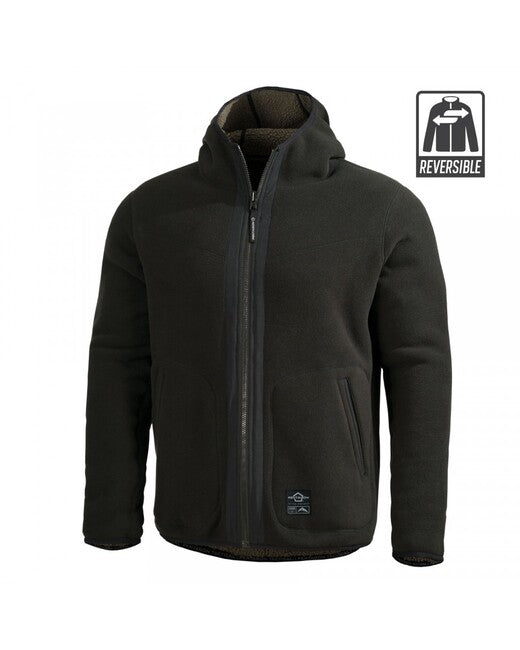 Pentagon Ianos Sherpa geacă fleece reversibilă pentru bărbați, verde închis/neagră