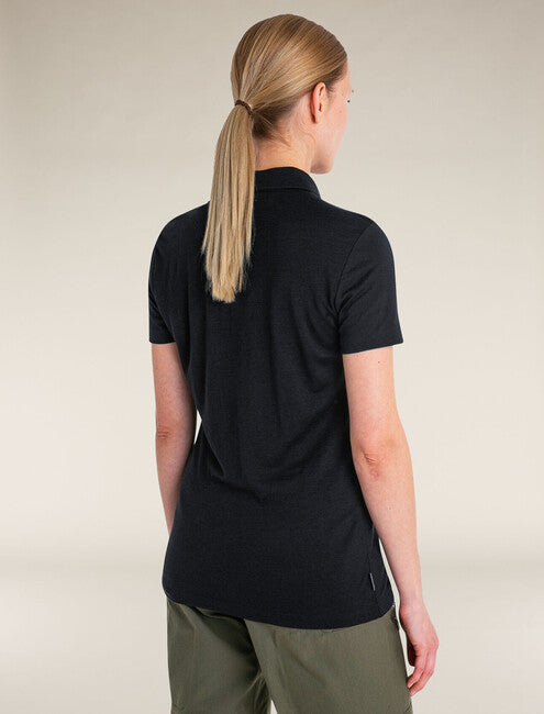 Icebreaker 150 Tech Lite III Merino tricou polo pentru femei cu mânecă scurtă, negru