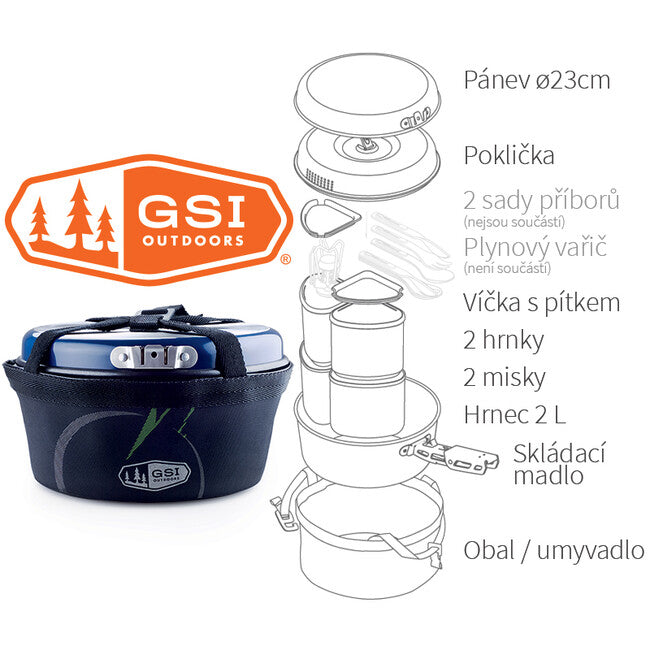 GSI Outdoors Bugaboo Backpacker set de tacâmuri pentru 2 persoane 2 l