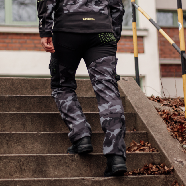 BENNON CAMOS pantaloni softshell, negri/gri