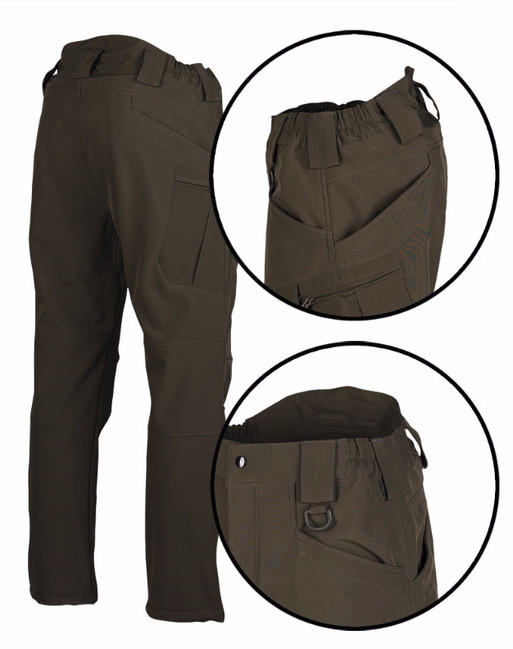 Mil-Tec Assault pantaloni căptușiți softshell, oliv