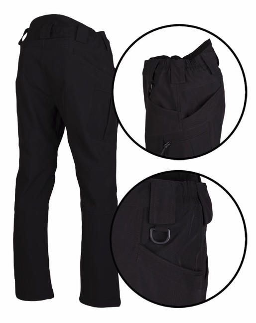 Mil-Tec Assault pantaloni căptușiți softshell, negri