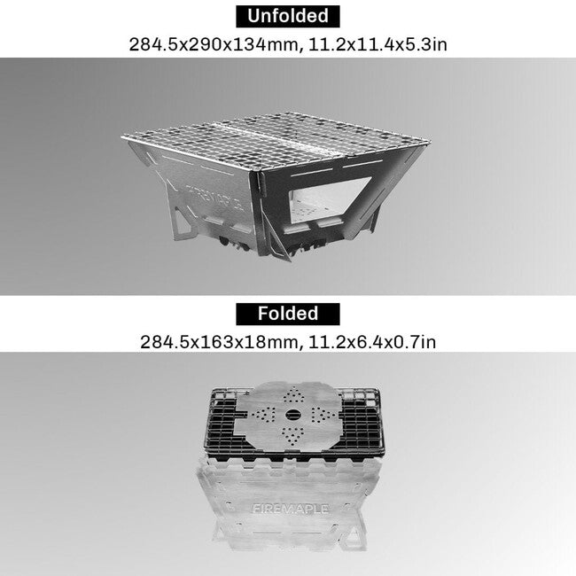 Fire Maple Maverick ognișor pliabil pentru lemn cu grill, suport și 4 panouri