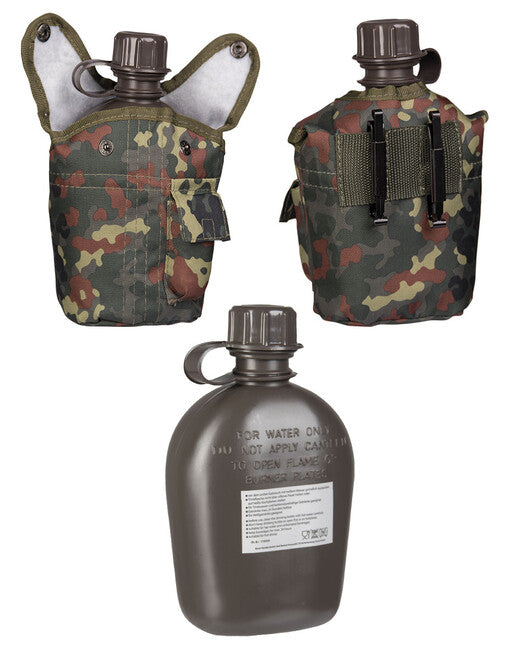 Mil-Tec US IMPORT ploscă cu husă 1l, flecktarn