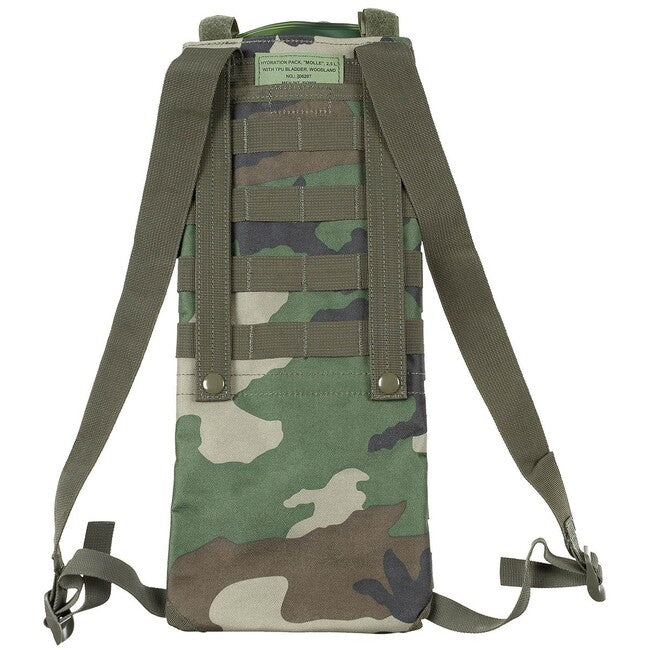 MFH sac de hidratare MOLLE cu furtun TPU, 2,5 L, woodland