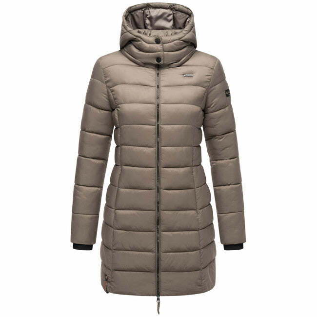 Marikoo ABENDSTERNCHEN palton piquat pentru femei cu glugă, Stone brown