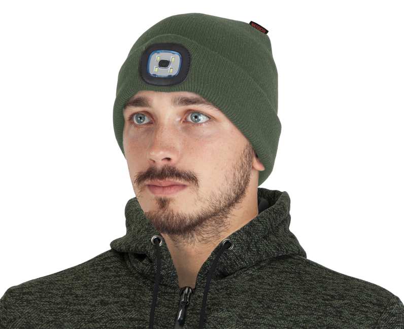 BENNON LUMOS căciulă cu lumină LED USB, verde