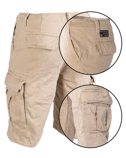 Mil-Tec VINTAGE pantaloni scurți bumbac prespălat, kaki