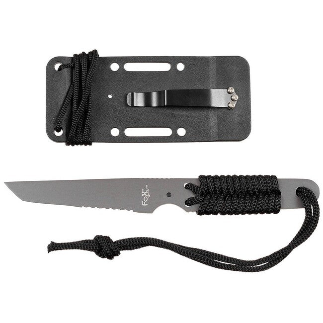 Fox Outdoor Action I cuțit, negru, mâner înfășurat, cu teacă