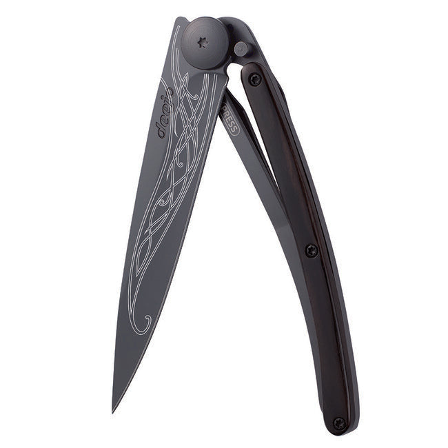 Deejo Black Tattoo briceag lemn de ebonă Elven blade
