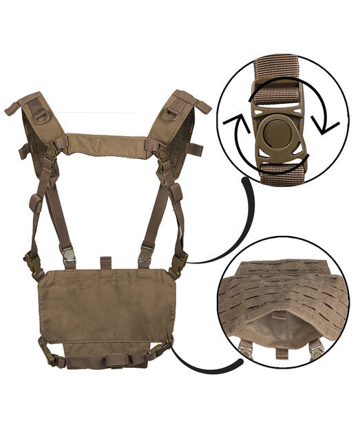 Mil-Tec CHEST RIG vestă tactică ușoară cu panou LASER, dark coyote