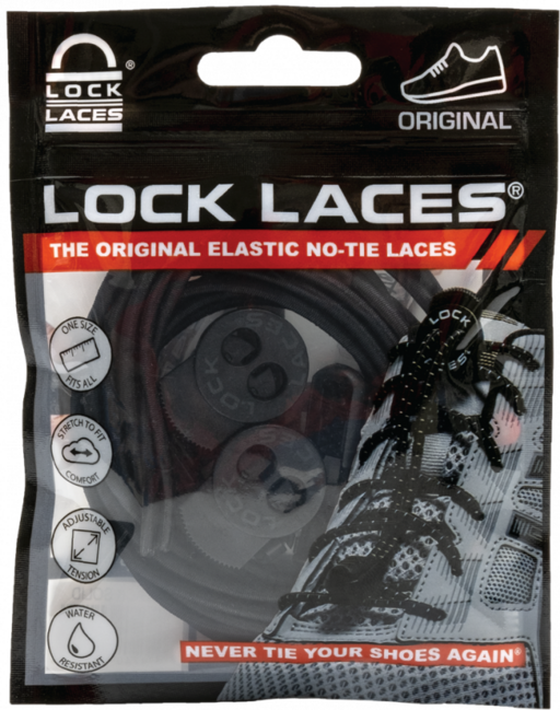 Lock Laces șireturi pentru pantofi, black solid